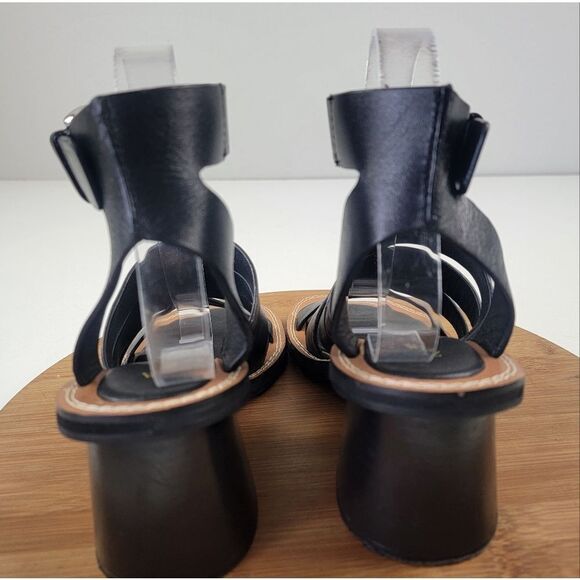 Zara‎ Black Leather Strappy Block Heels Womens Shoe Size EU 36 US 6 - Picture 7 of 15